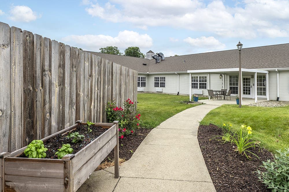 Garden and walking path at The Terrace senior living community